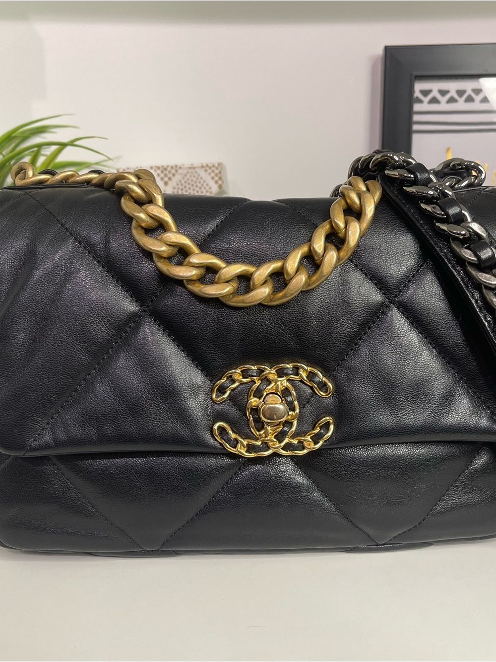 Chanel 19 Small Black Quilted Leather Shoulder Bag